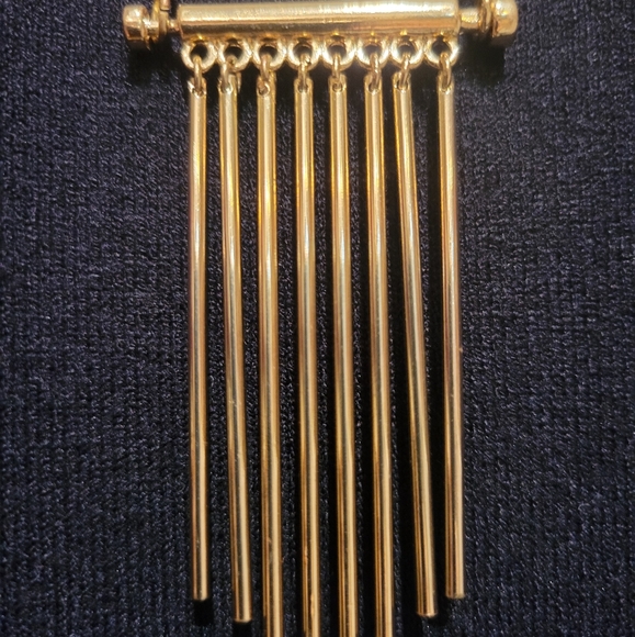 Gold Like Necklace with Pendant with 8 Pendulum Bars, Long - Picture 1 of 6